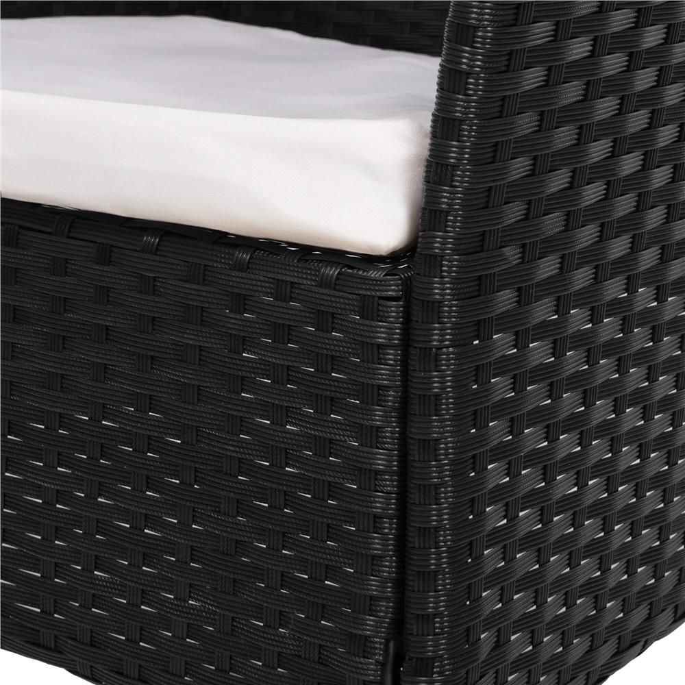 Set mobilier terasa, din tehnorattan, masa cu blat sticla securizata, 2 fotolii cu perne, negru Household NewTrend