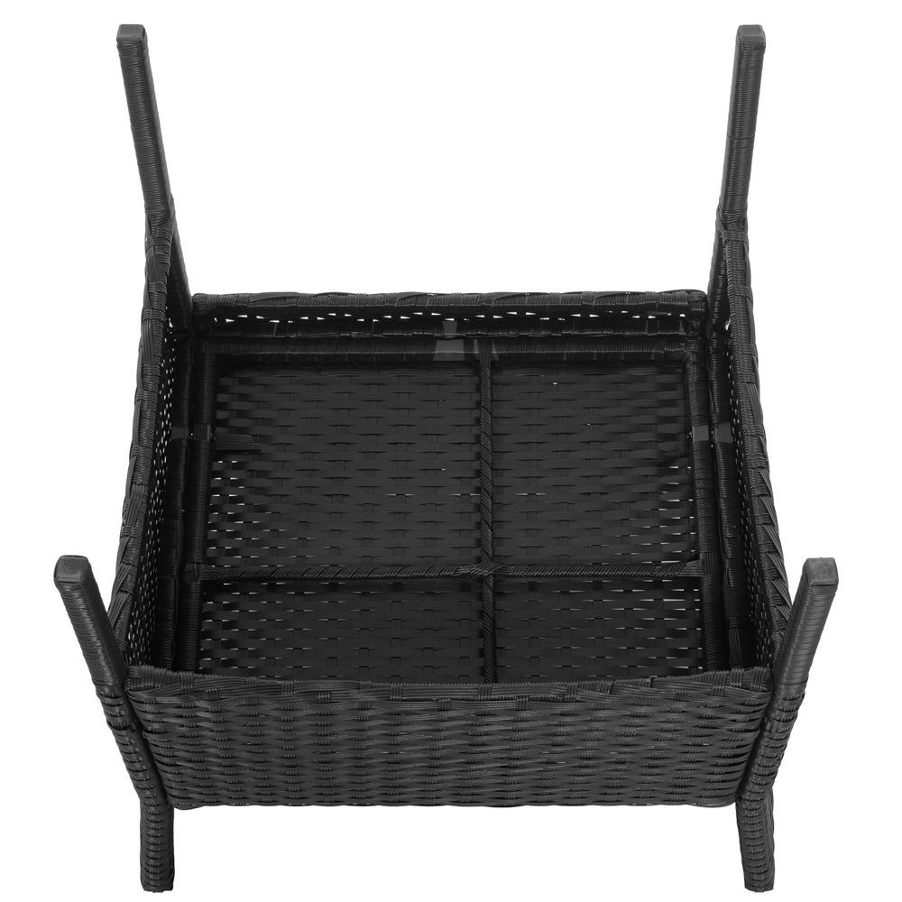 Set mobilier terasa, din tehnorattan, masa cu blat sticla securizata, 2 fotolii cu perne, negru Household NewTrend