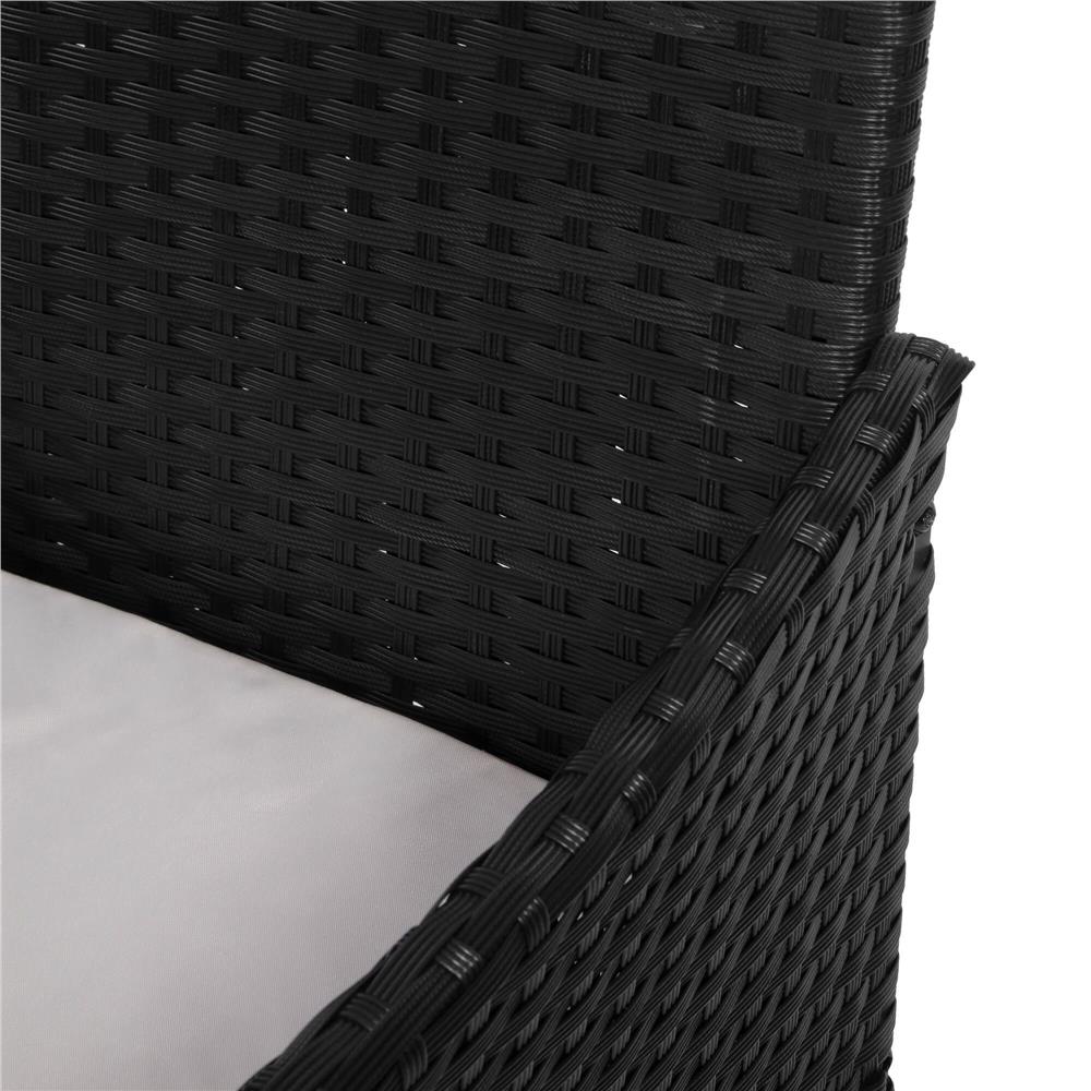 Set mobilier terasa, din tehnorattan, masa cu blat sticla securizata, 2 fotolii cu perne, negru Household NewTrend