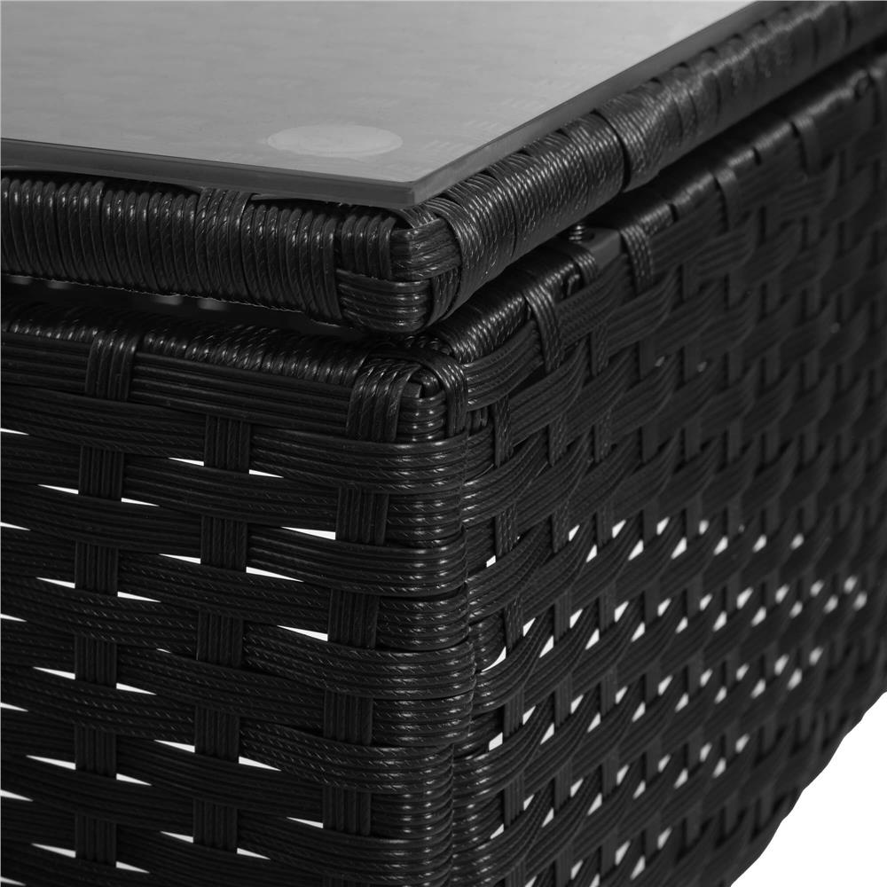 Set mobilier terasa, din tehnorattan, masa cu blat sticla securizata, 2 fotolii cu perne, negru Household NewTrend