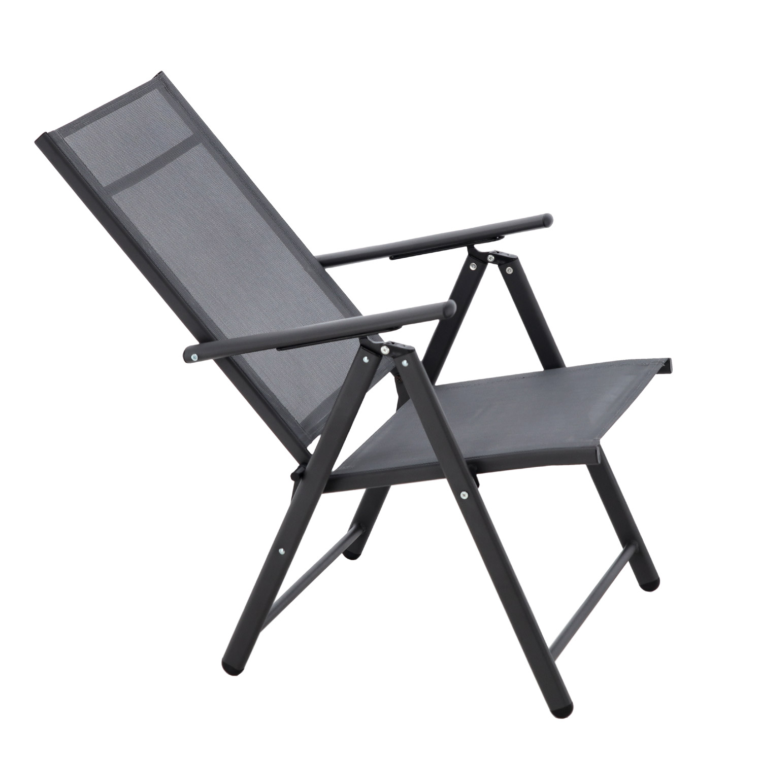 Scaun metalic de gradina, pliant, cu spatar reglabil, din otel, 60x58x100cm, gri Household NewTrend
