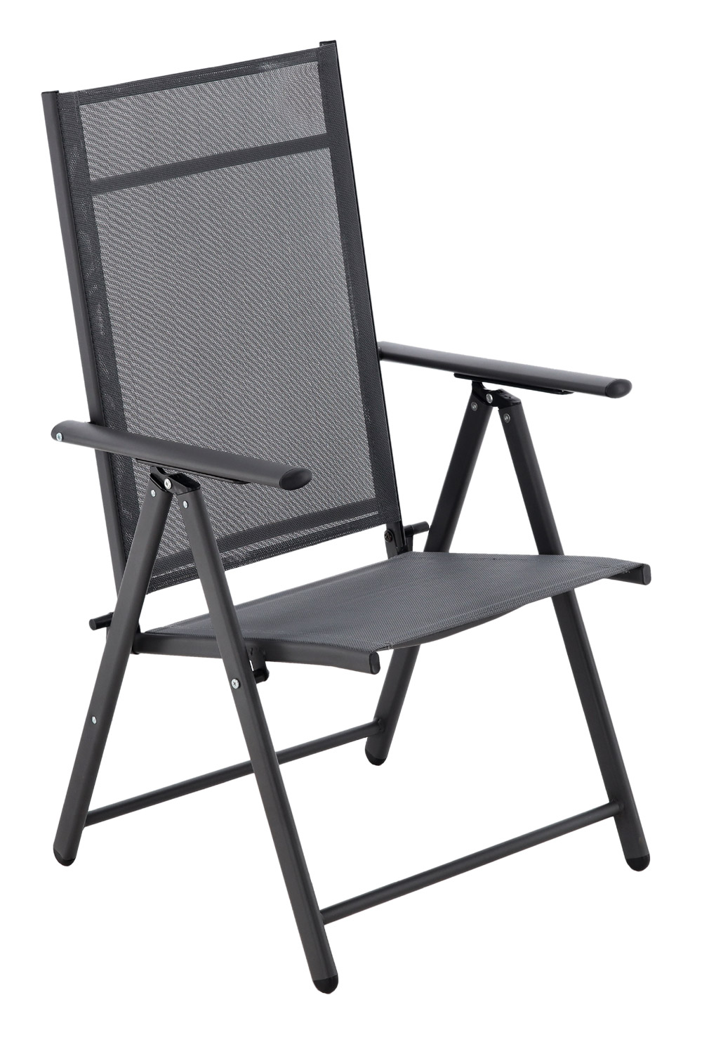 Scaun metalic de gradina, pliant, cu spatar reglabil, din otel, 60x58x100cm, gri Household NewTrend