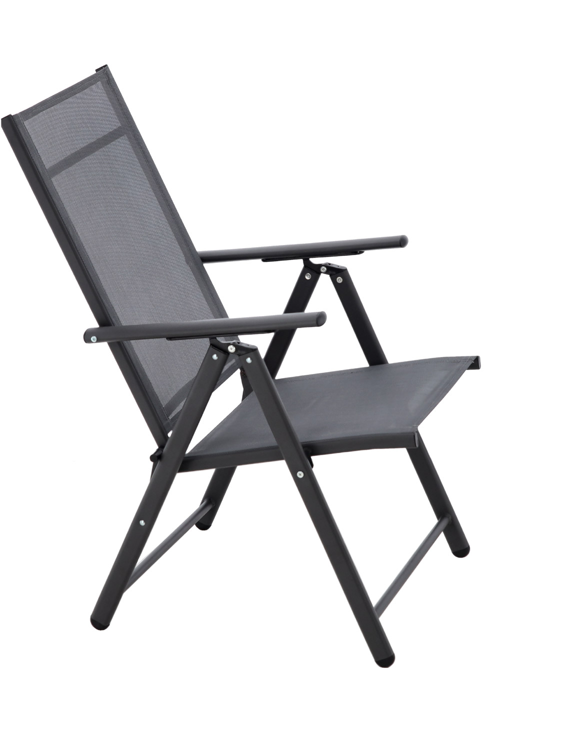 Scaun metalic de gradina, pliant, cu spatar reglabil, din otel, 60x58x100cm, gri Household NewTrend