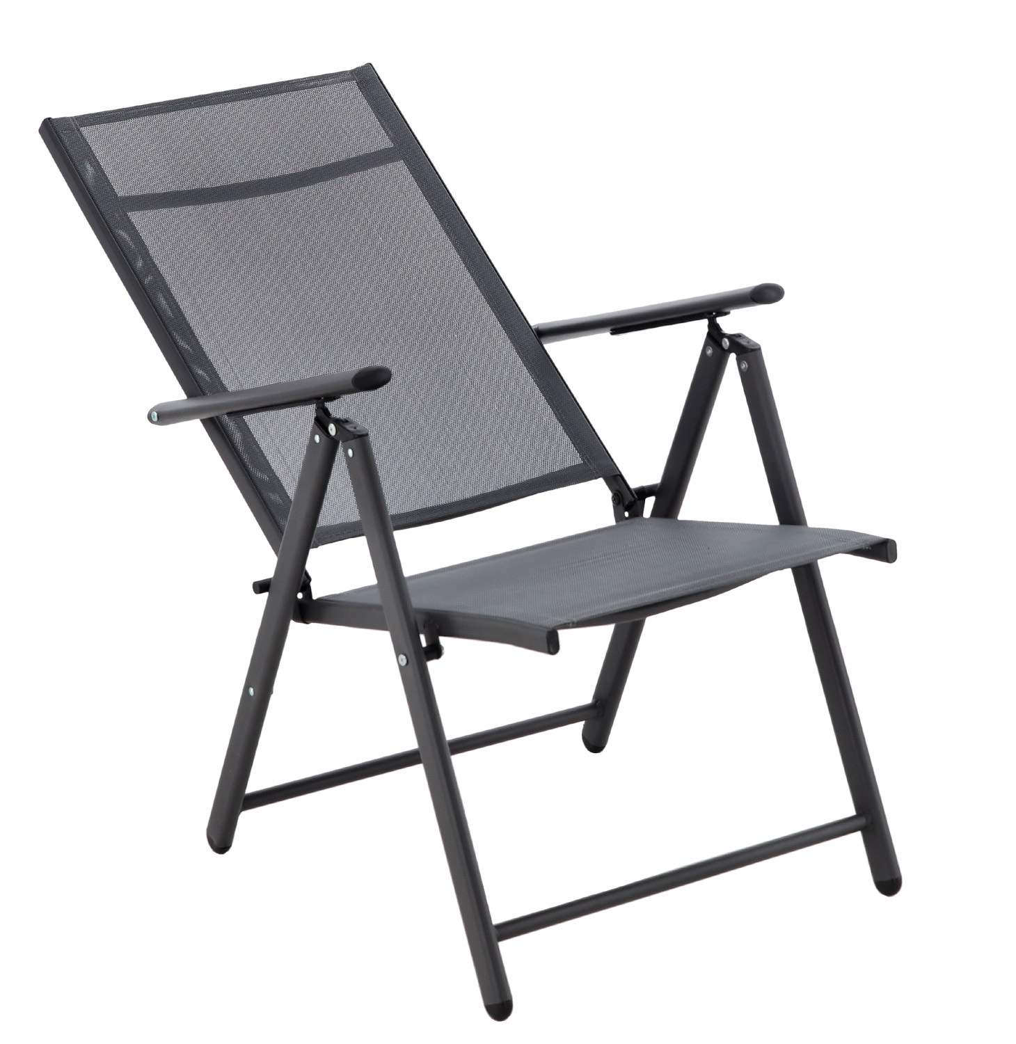 Scaun metalic de gradina, pliant, cu spatar reglabil, din otel, 60x58x100cm, gri Household NewTrend
