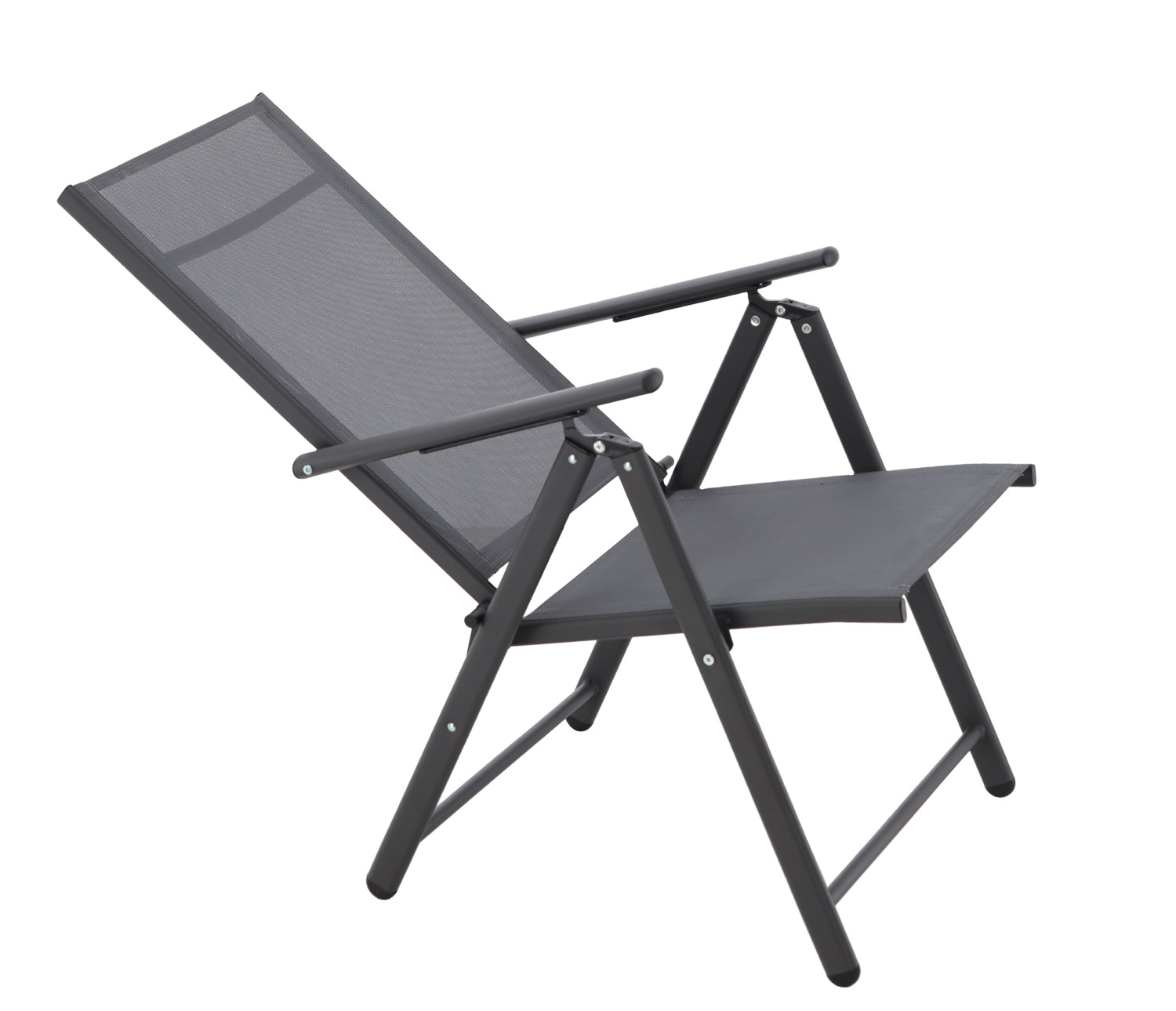 Scaun metalic de gradina, pliant, cu spatar reglabil, din otel, 60x58x100cm, gri Household NewTrend