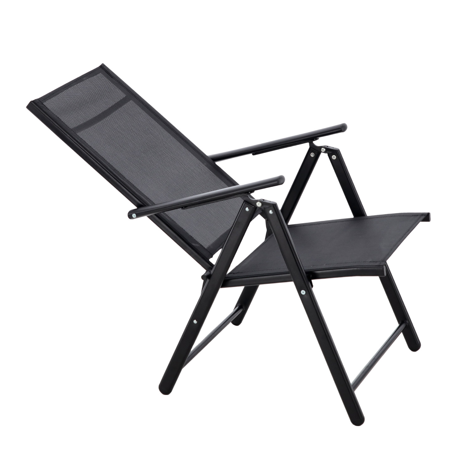 Scaun metalic de gradina, pliant, cu spatar reglabil, din otel, 60x58x100cm, negru Household NewTrend