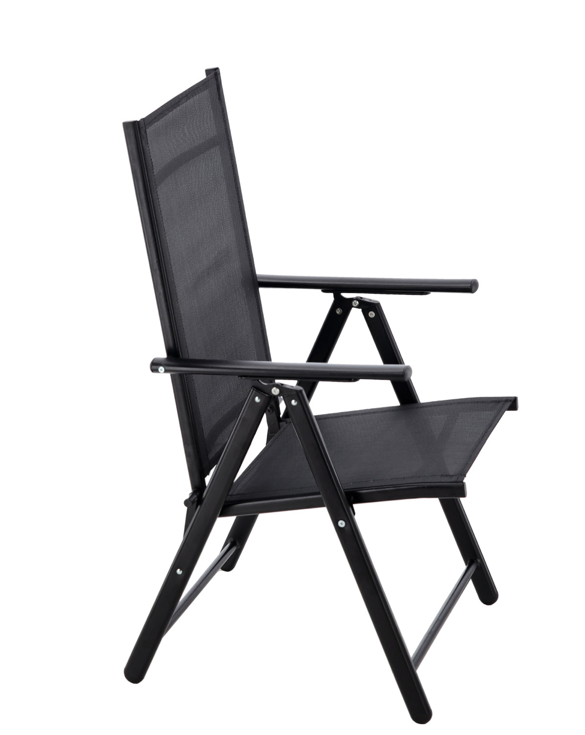 Scaun metalic de gradina, pliant, cu spatar reglabil, din otel, 60x58x100cm, negru Household NewTrend