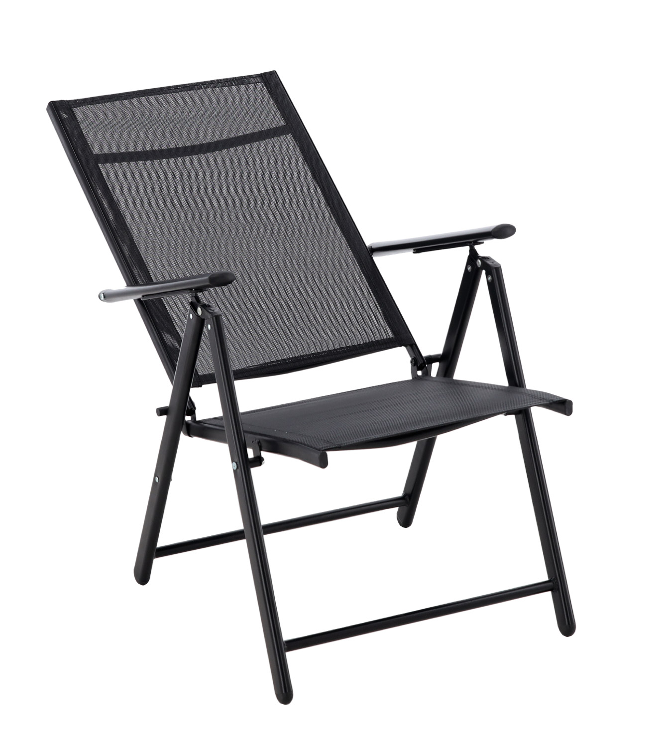 Scaun metalic de gradina, pliant, cu spatar reglabil, din otel, 60x58x100cm, negru Household NewTrend