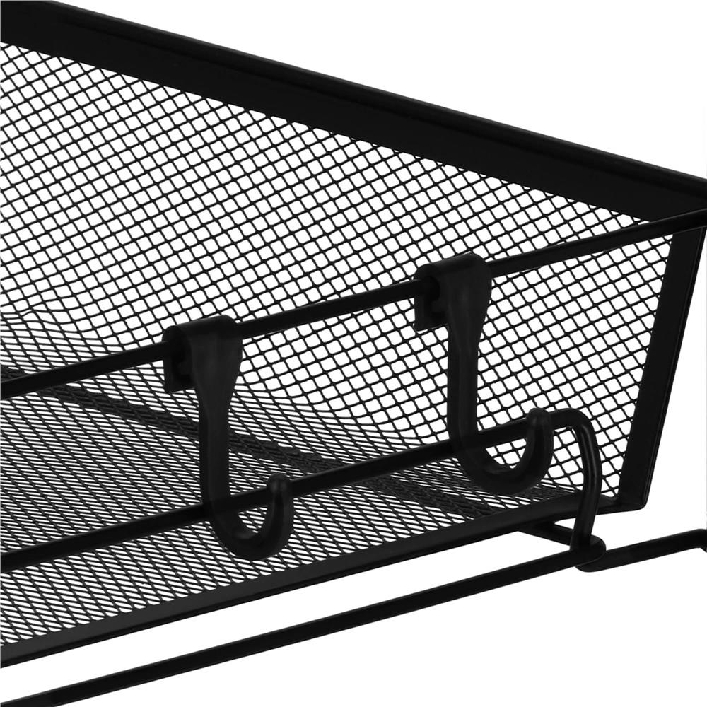 Raft metalic mobil tip carucior pentru bucatarie, 4 polite si 4 agatatori, negru, 44x26x85cm Household NewTrend