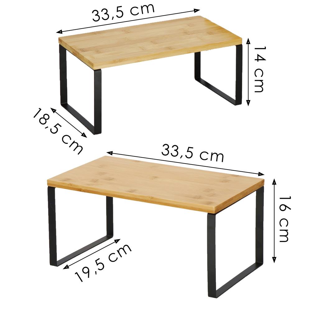 Set 2 rafturi de bucatarie suprapozabile, pentru ustensile sau condimente, 20x34x16cm, natur si negru Household NewTrend