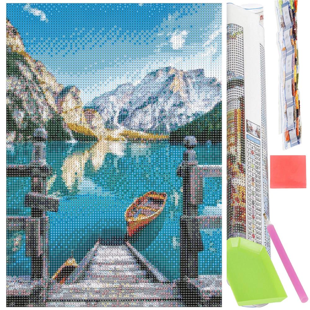 Set de broderie cu diamante 5D, 30x40cm, model Lac glaciar Household NewTrend