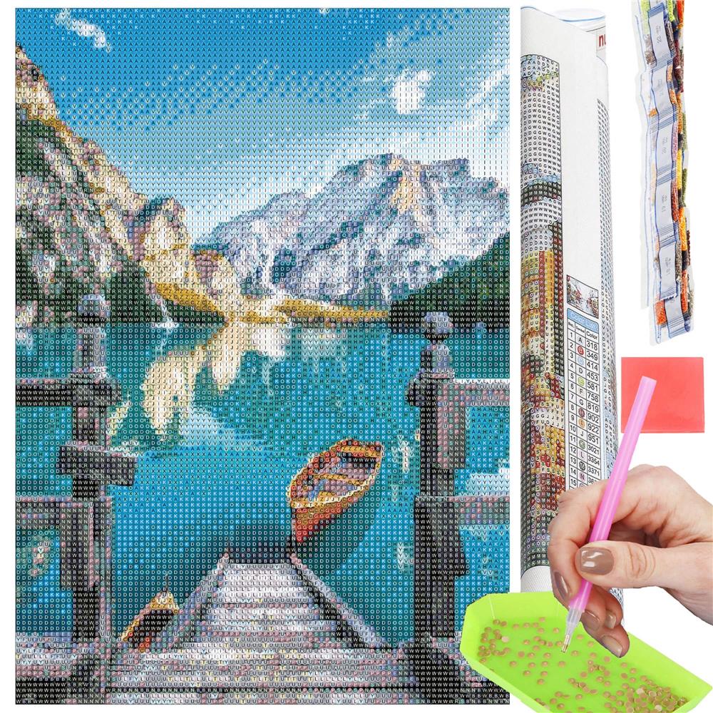 Set de broderie cu diamante 5D, 30x40cm, model Lac glaciar Household NewTrend