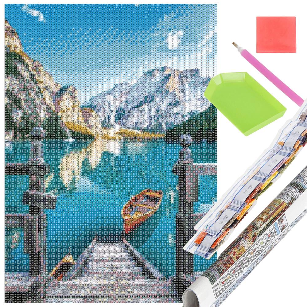 Set de broderie cu diamante 5D, 30x40cm, model Lac glaciar Household NewTrend