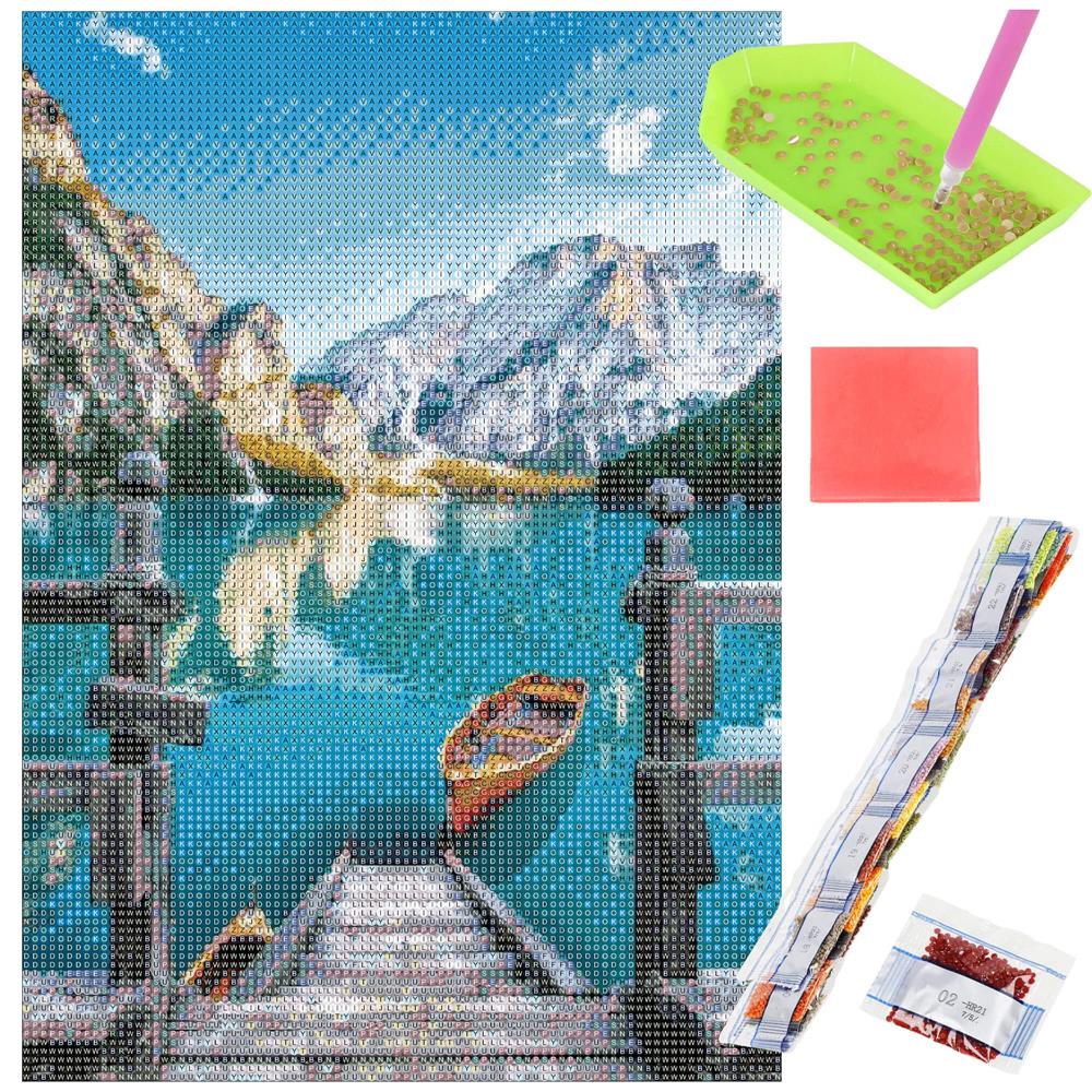 Set de broderie cu diamante 5D, 30x40cm, model Lac glaciar Household NewTrend