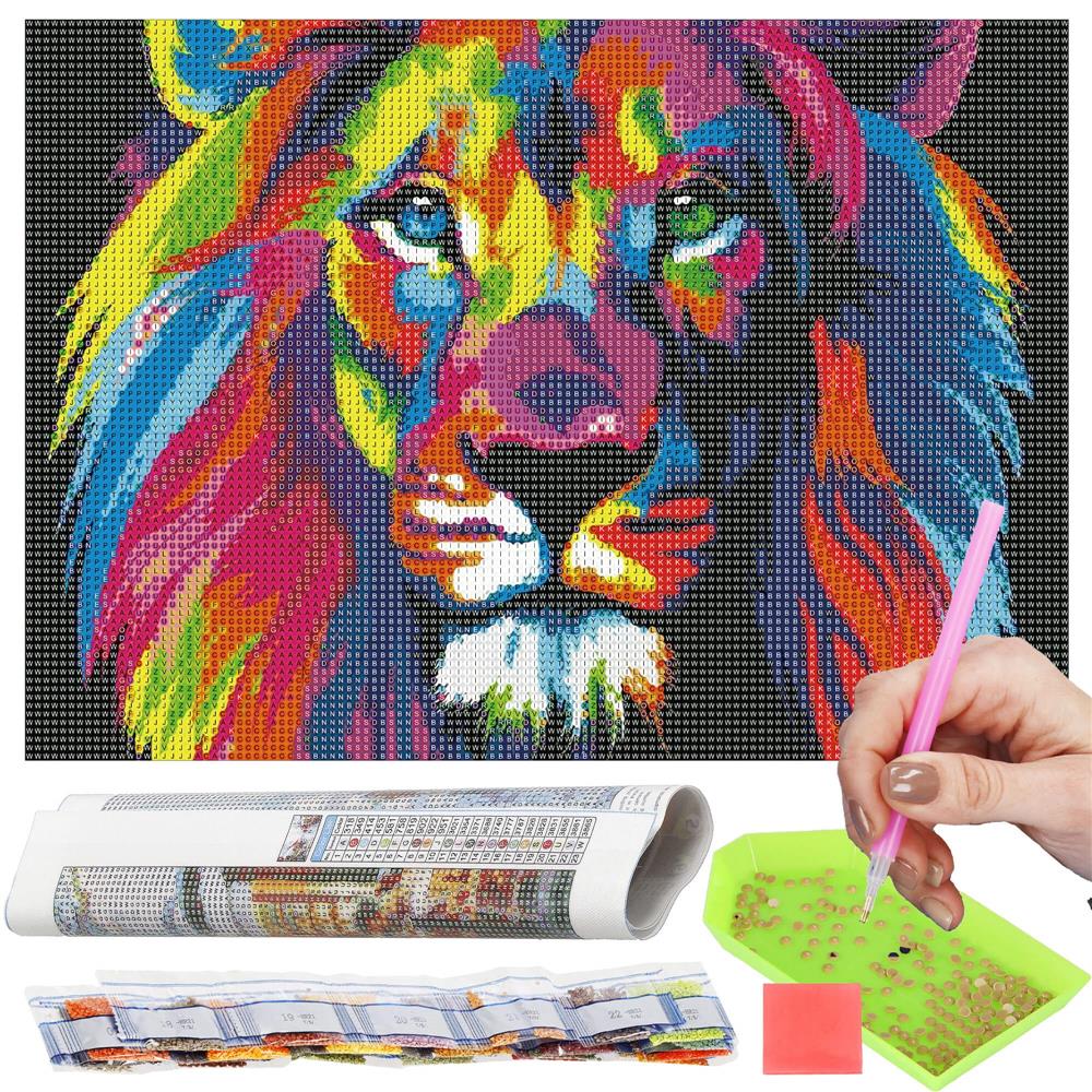 Set de broderie cu diamante 5D, 30x40cm, model Leu Household NewTrend