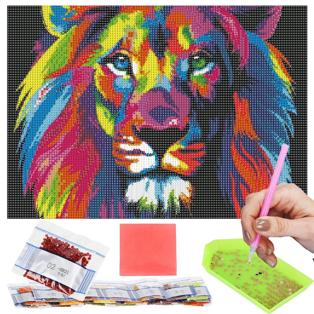 Set de broderie cu diamante 5D, 30x40cm, model Leu Household NewTrend