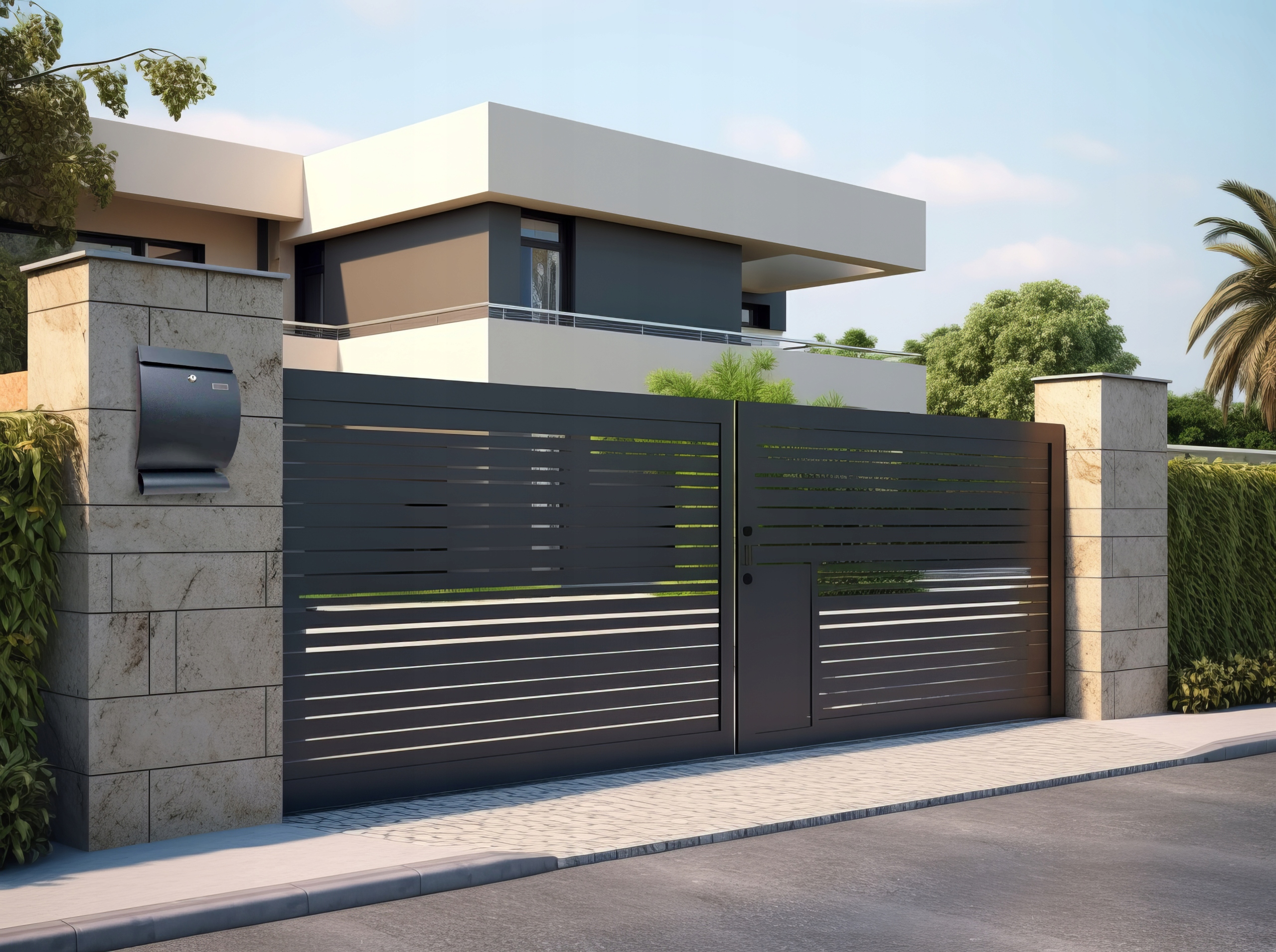 Cutie postala de exterior, pentru gard sau perete, din otel zincat, cu incuietoare, 41x8x25cm, gri inchis Household NewTrend