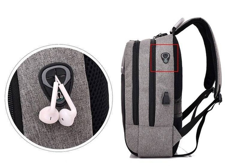 Rucsac impermeabil, cu sistem antifurt, port USB, 45x14x30cm, 25litri, negru si gri Household NewTrend