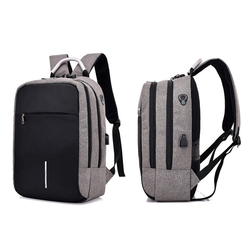 Rucsac impermeabil, cu sistem antifurt, port USB, 45x14x30cm, 25litri, negru si gri Household NewTrend