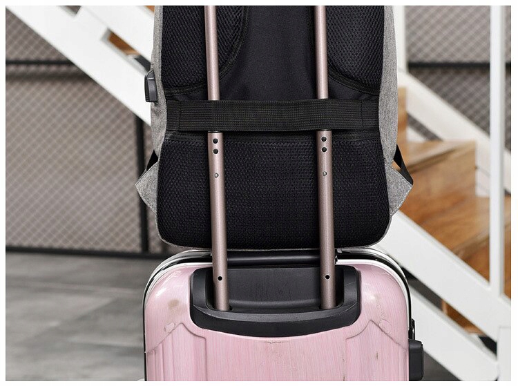 Rucsac impermeabil, cu sistem antifurt, port USB, 45x14x30cm, 25litri, negru si gri Household NewTrend