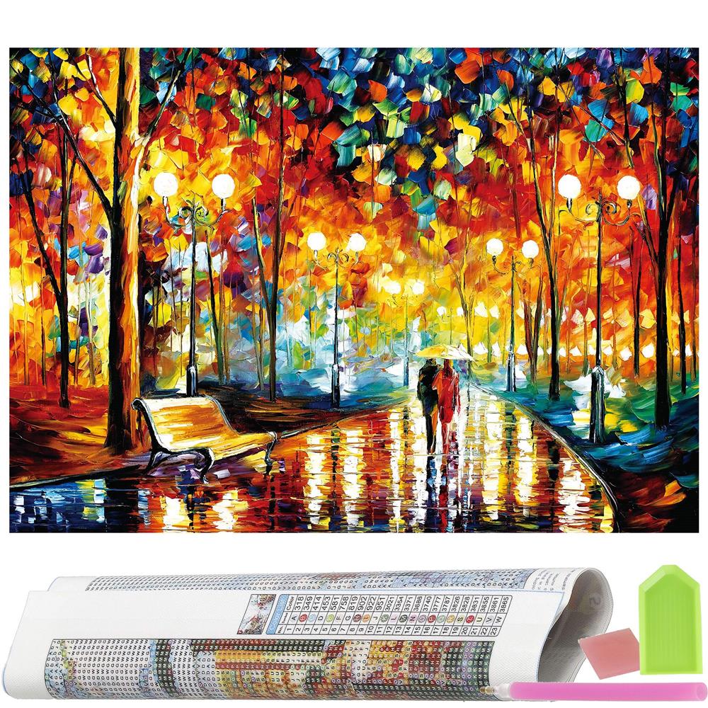 Set de broderie cu diamante 5D, 30x40cm, model Alee in parc Household NewTrend