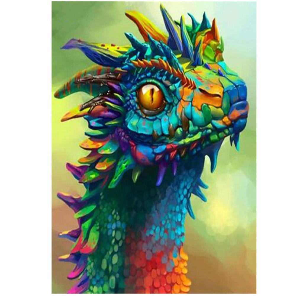 Set de broderie cu diamante 5D, 30x40cm, model Cap de dragon Household NewTrend