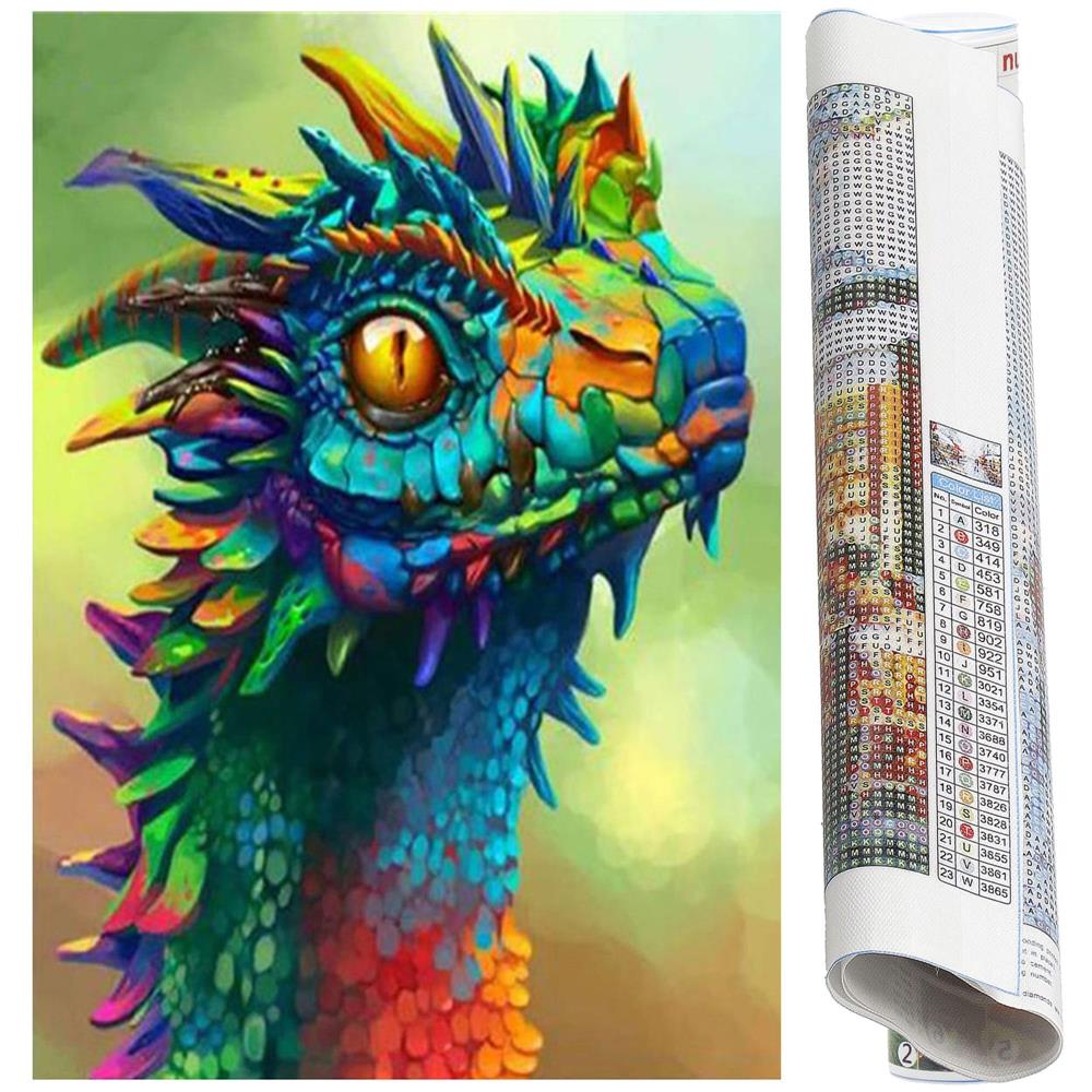 Set de broderie cu diamante 5D, 30x40cm, model Cap de dragon Household NewTrend