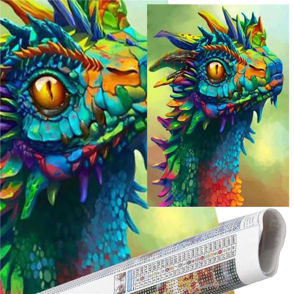 Set de broderie cu diamante 5D, 30x40cm, model Cap de dragon Household NewTrend
