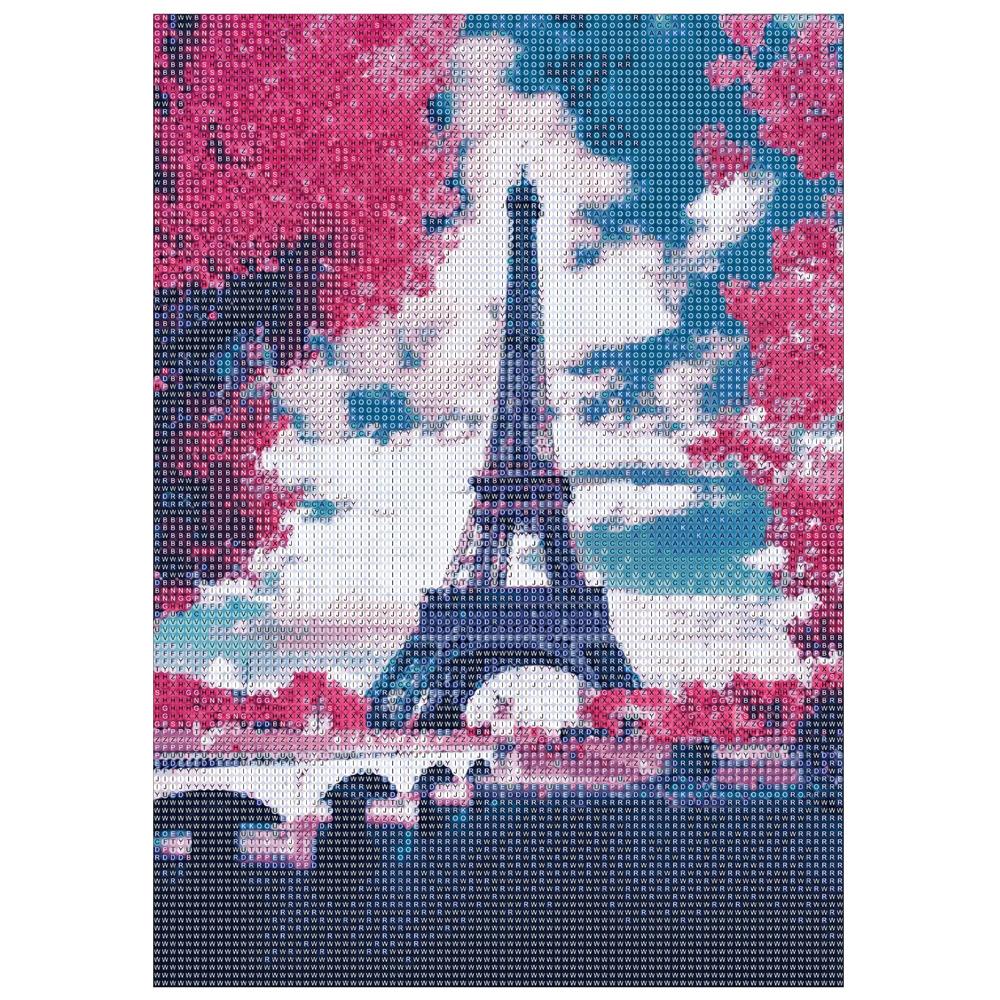 Set de broderie cu diamante 5D, 30x40cm, model Paris in roz Household NewTrend