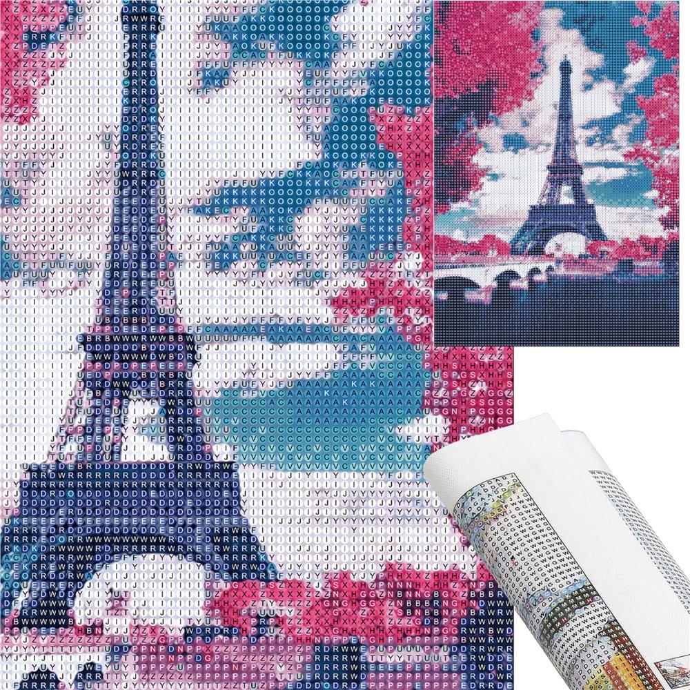 Set de broderie cu diamante 5D, 30x40cm, model Paris in roz Household NewTrend
