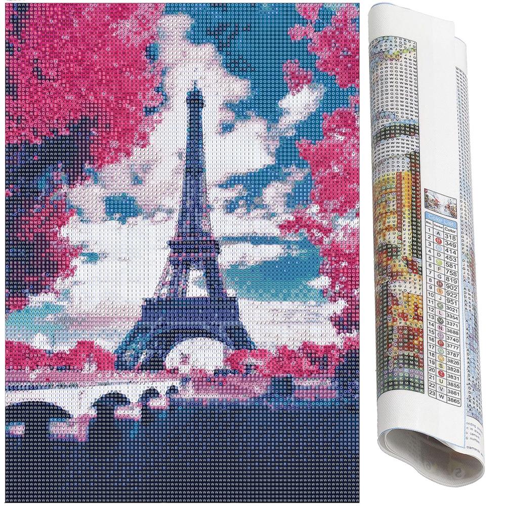 Set de broderie cu diamante 5D, 30x40cm, model Paris in roz Household NewTrend