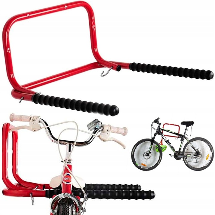 Suport de perete pentru parcare 2 biciclete, maxim 40kg, 50cm, rosu Household NewTrend
