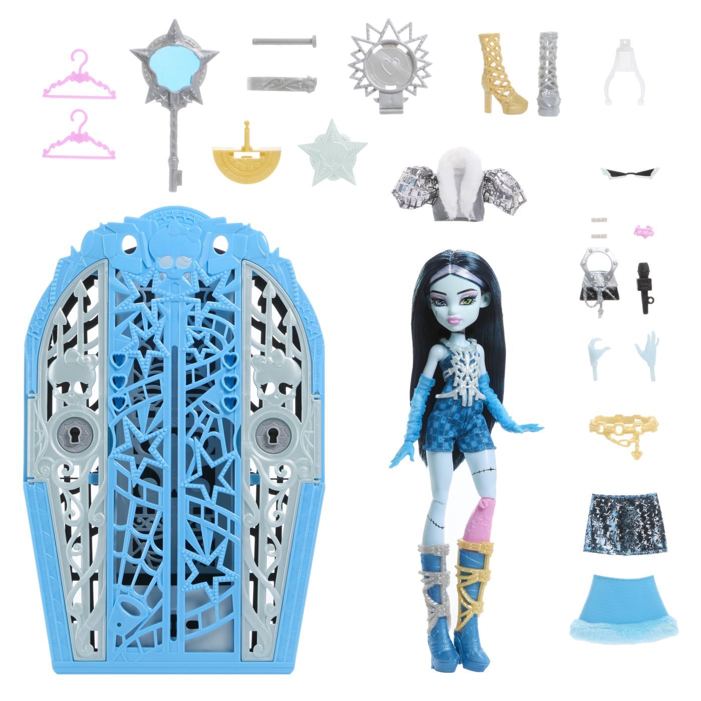 MONSTER HIGH PAPUSA FRANKIESTEIN CU DULAP REVELATOR SI ACCESORII SuperHeroes ToysZone