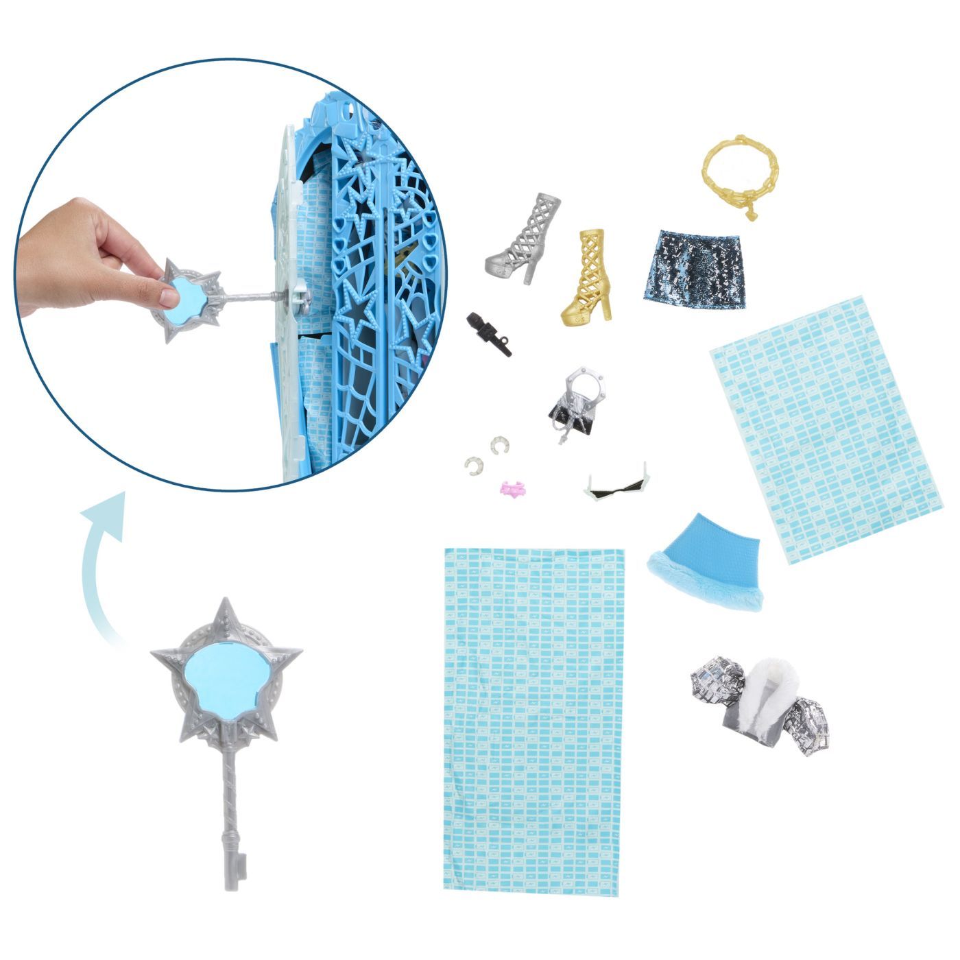 MONSTER HIGH PAPUSA FRANKIESTEIN CU DULAP REVELATOR SI ACCESORII SuperHeroes ToysZone