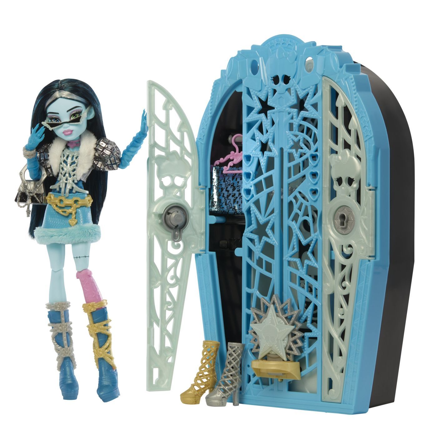 MONSTER HIGH PAPUSA FRANKIESTEIN CU DULAP REVELATOR SI ACCESORII SuperHeroes ToysZone