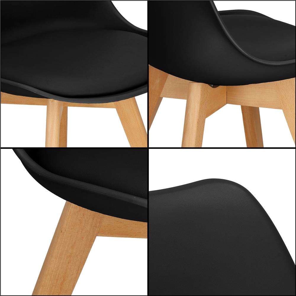 Set 4 scaune dining Verdhe pentru bucatarie cu perna tapitata cu piele ecologica, 44x82cm, negru Household NewTrend