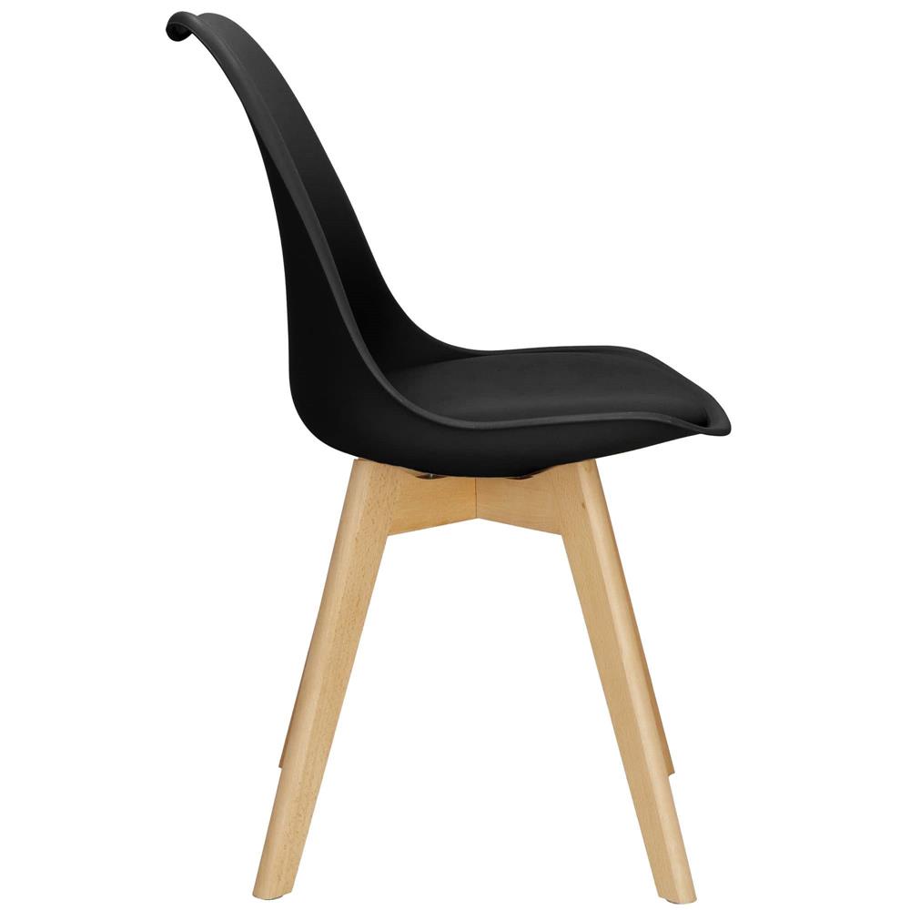 Set 4 scaune dining Verdhe pentru bucatarie cu perna tapitata cu piele ecologica, 44x82cm, negru Household NewTrend