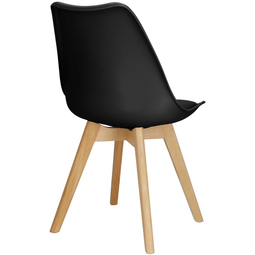 Set 4 scaune dining Verdhe pentru bucatarie cu perna tapitata cu piele ecologica, 44x82cm, negru Household NewTrend