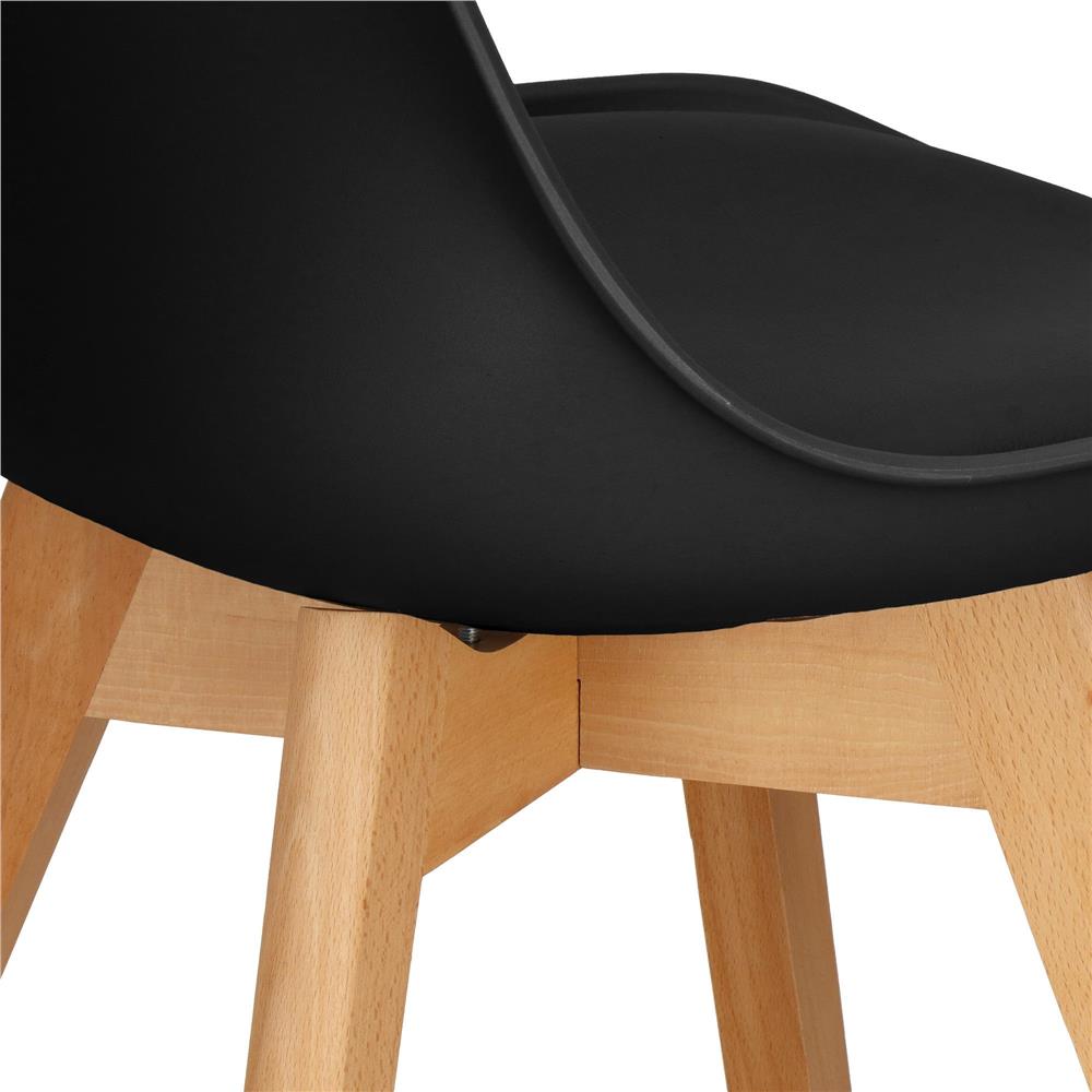 Set 4 scaune dining Verdhe pentru bucatarie cu perna tapitata cu piele ecologica, 44x82cm, negru Household NewTrend