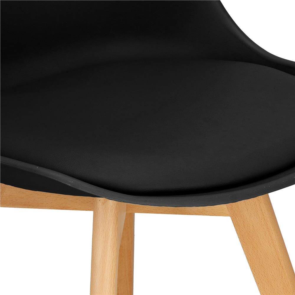 Set 4 scaune dining Verdhe pentru bucatarie cu perna tapitata cu piele ecologica, 44x82cm, negru Household NewTrend