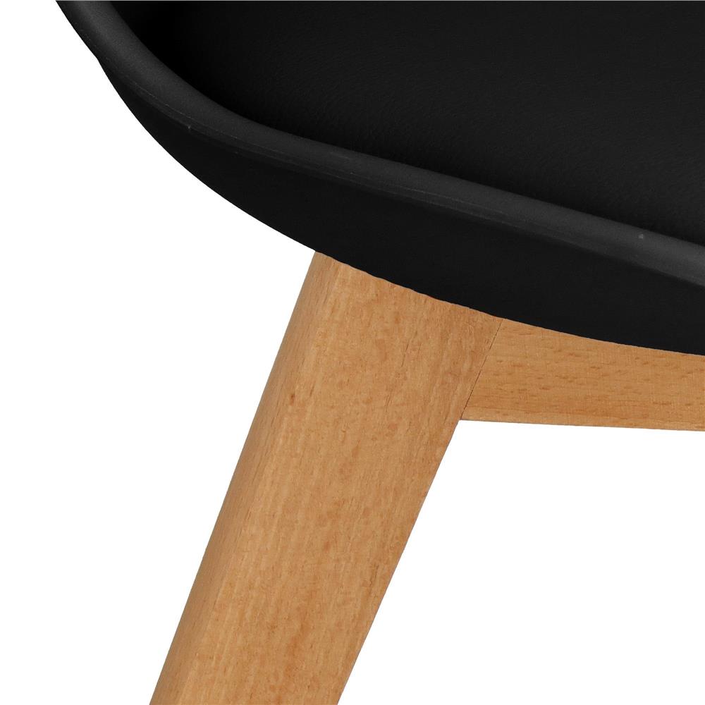 Set 4 scaune dining Verdhe pentru bucatarie cu perna tapitata cu piele ecologica, 44x82cm, negru Household NewTrend