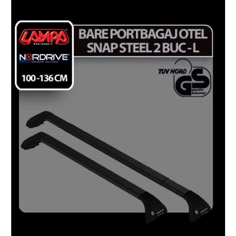 Snap Steel pereche de bare telescopice portbagaj din otel - L - 100-136 cm Garage AutoRide