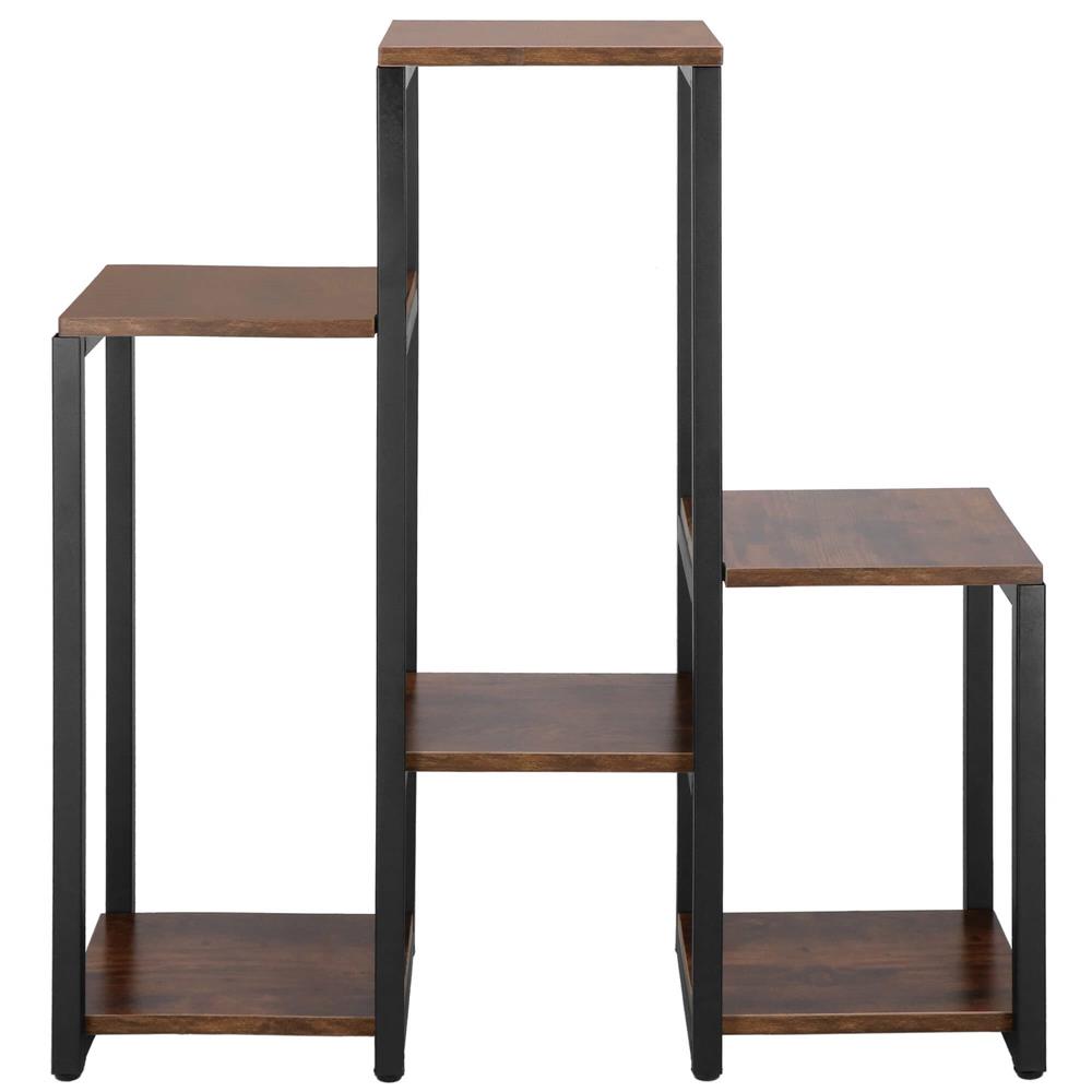 Suport pentru flori, 79x69x24 cm, negru/maro inchis – 6 rafturi, cadru metalic, design modern Household NewTrend