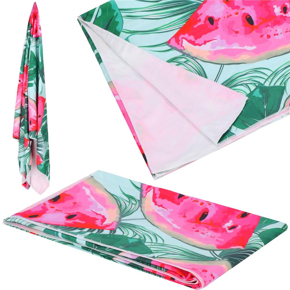 Prosop de plaja cu uscare de rapida, husa de transport, 90x180cm, model pepene verde Household NewTrend