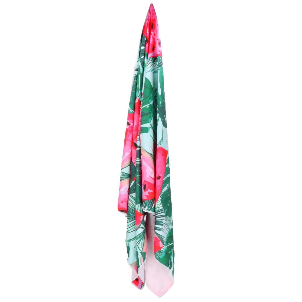 Prosop de plaja cu uscare de rapida, husa de transport, 90x180cm, model pepene verde Household NewTrend