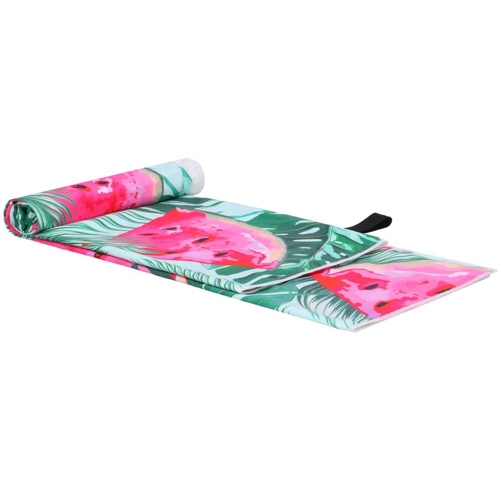 Prosop de plaja cu uscare de rapida, husa de transport, 90x180cm, model pepene verde Household NewTrend