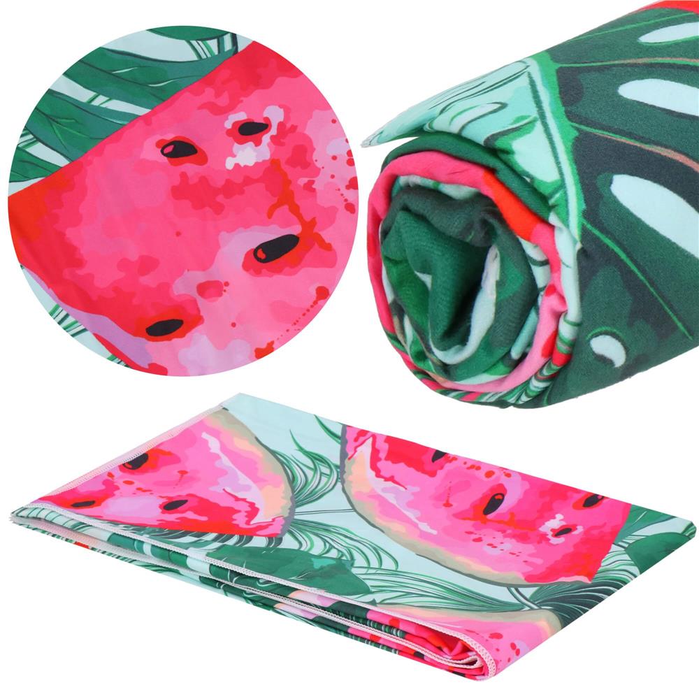 Prosop de plaja cu uscare de rapida, husa de transport, 90x180cm, model pepene verde Household NewTrend