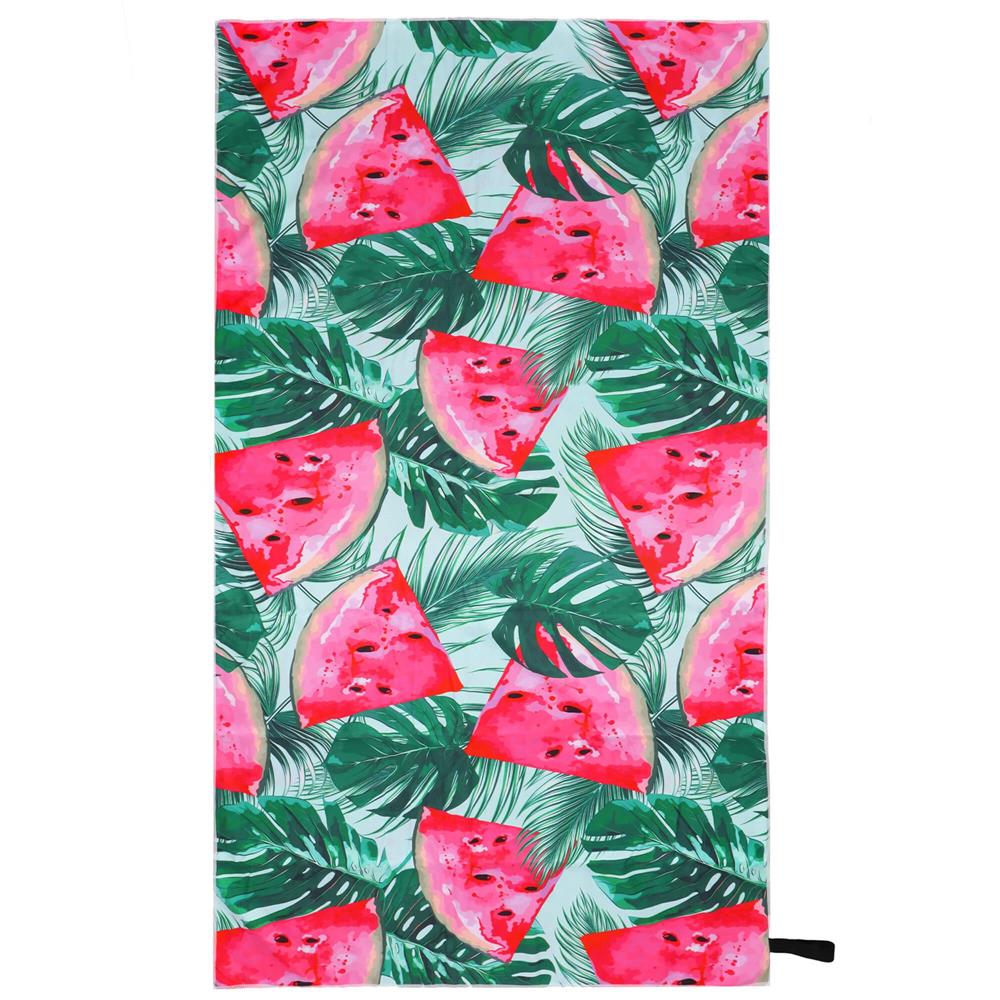 Prosop de plaja cu uscare de rapida, husa de transport, 90x180cm, model pepene verde Household NewTrend