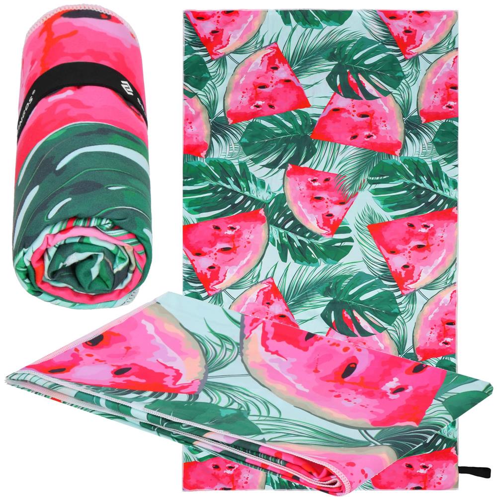Prosop de plaja cu uscare de rapida, husa de transport, 90x180cm, model pepene verde Household NewTrend