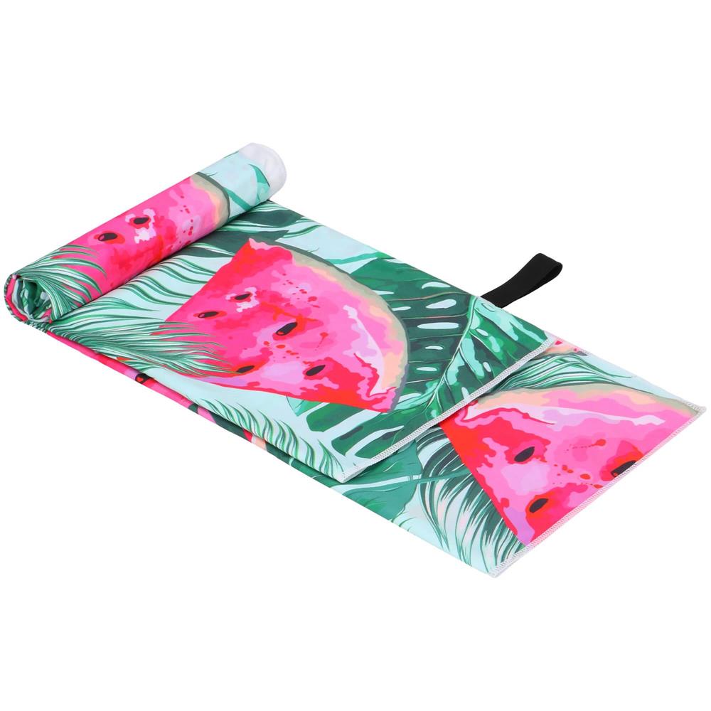 Prosop de plaja cu uscare de rapida, husa de transport, 90x180cm, model pepene verde Household NewTrend